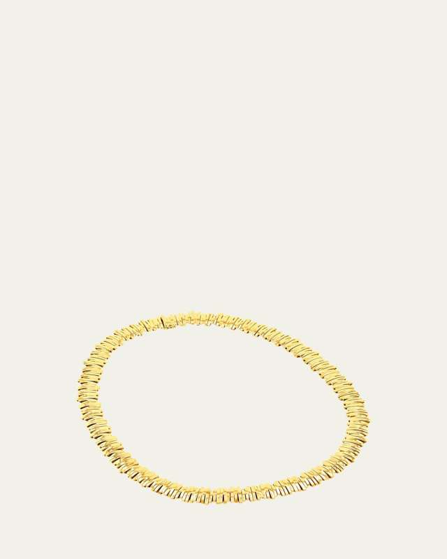 Eternity Lines Solid 18K Yellow Gold Necklace, 17"L